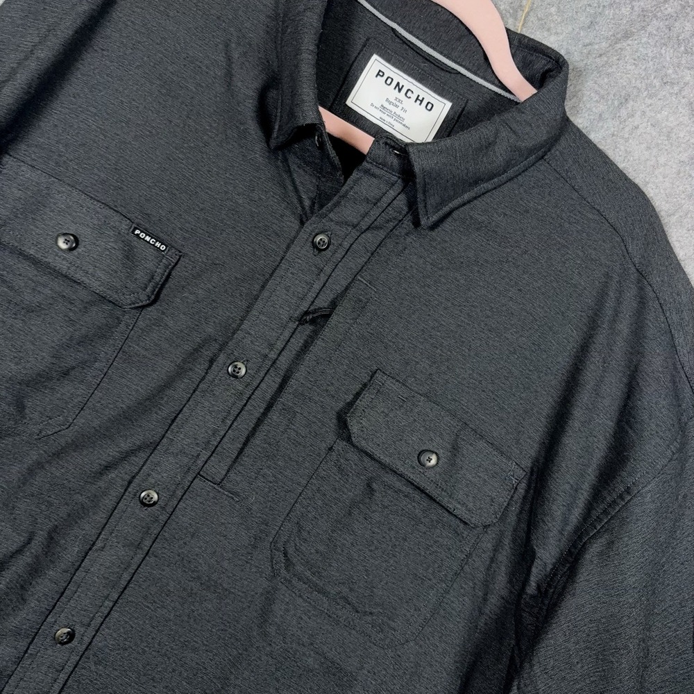 Poncho Nighthawk Flannel Shirt Men XXL Heathered Gray Reg Fit Magnetic Pockets